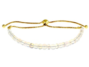 White Opal 18k Yellow Gold Over Sterling Silver Bolo Bracelet 8.75ctw