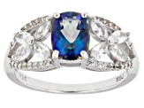 Blue Petalite Rhodium Over Sterling Silver Ring 1.61ctw