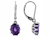 Purple Amethyst Rhodium Over Sterling Silver Dangle Earrings 2.89ctw