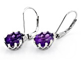 Purple Amethyst Rhodium Over Sterling Silver Dangle Earrings 2.89ctw