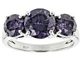 Purple Fabulite Strontium Titanate 10k White Gold 3-Stone Ring 4.70ctw
