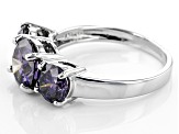 Purple Fabulite Strontium Titanate 10k White Gold 3-Stone Ring 4.70ctw