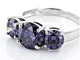 Purple Fabulite Strontium Titanate 10k White Gold 3-Stone Ring 4.70ctw