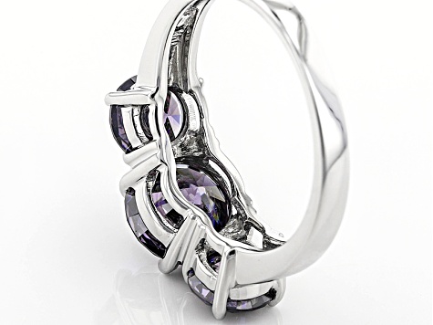 Purple Fabulite Strontium Titanate 10k White Gold 3-Stone Ring 4.70ctw
