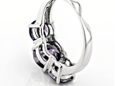 Purple Fabulite Strontium Titanate 10k White Gold 3-Stone Ring 4.70ctw