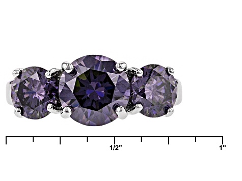 Purple Fabulite Strontium Titanate 10k White Gold 3-Stone Ring 4.70ctw