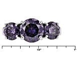 Purple Fabulite Strontium Titanate 10k White Gold 3-Stone Ring 4.70ctw