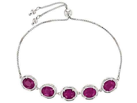Red Kenya Ruby Rhodium Over Silver Bracelet 10.20ctw