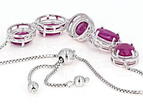 Red Kenya Ruby Rhodium Over Silver Bracelet 10.20ctw