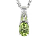 Green Peridot Rhodium Over Silver Slide With Chain. .86ctw