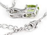 Green Peridot Rhodium Over Silver Slide With Chain. .86ctw