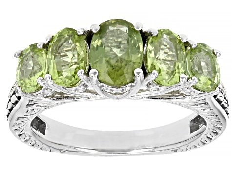 Jewels By Lux Sterling Silver Rhodium Green Quartz Diamond Ring 