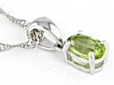 Green Peridot Rhodium Over Silver Pendant With Chain .81ct