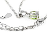 Green Peridot Rhodium Over Silver Pendant With Chain .81ct