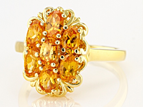 Namibian Mandarin Garnet 18K Yellow Gold Over Silver Ring. 1.73ctw