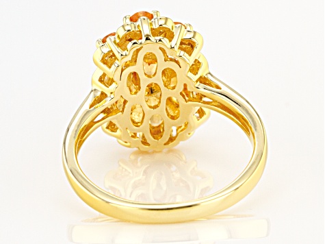 Namibian Mandarin Garnet 18K Yellow Gold Over Silver Ring. 1.73ctw