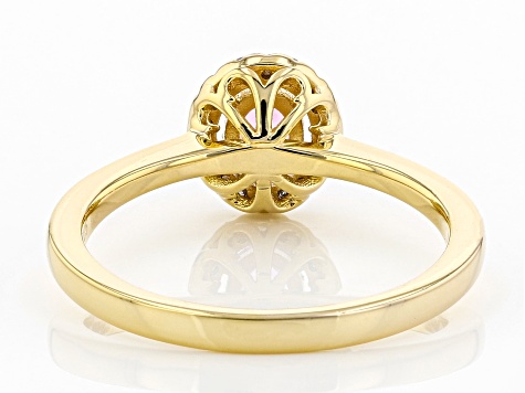 Pink Ceylon Sapphire And White Diamond 18K Yellow Gold Over Silver Ring. 0.43ctw