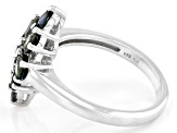 Ocean Sapphire(TM) Rhodium Over Silver Cluster Ring 1.74ctw