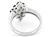 Ocean Sapphire(TM) Rhodium Over Silver Cluster Ring 1.74ctw