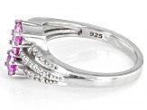 Pink Ceylon Sapphire & White Zircon Rhodium Over Silver Ring 0.95ctw