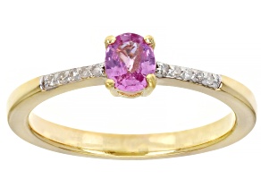 Pink Ceylon Sapphire & Diamond Accent 18K Gold Over Silver Ring 0.40ctw