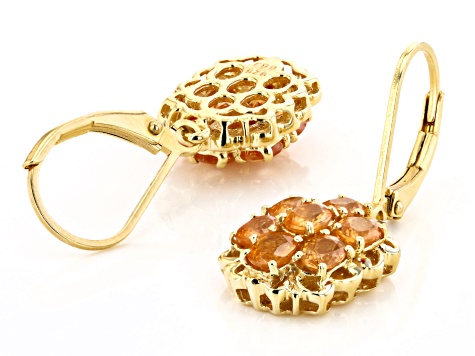 Mandarin Garnet 18K Yellow Gold Over Silver Earrings 2.50ctw