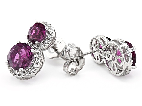 Grape-Color Fluorite & White Zircon Rhodium Over Sterling Silver Earrings 6.19ctw
