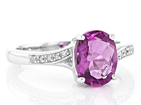 Grape-Color Fluorite & Diamond Rhodium Over Silver Ring 2.05ctw