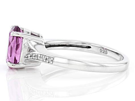 Grape-Color Fluorite & Diamond Rhodium Over Silver Ring 2.05ctw