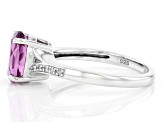 Grape-Color Fluorite & Diamond Rhodium Over Silver Ring 2.05ctw