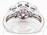 Pink Ceylon Sapphire & White Diamond Rhodium Over Silver Ring 0.87ctw