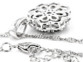 Ocean Sapphire™ Rhodium Over Silver Floral Pendant With 18" Chain 1.64ctw