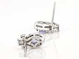 Ocean Tanzanite & White Zircon Rhodium Over Silver Earrings 1.52ctw