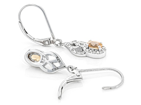 Mandarin Garnet & White Diamond Rhodium Over Silver Earrings 0.74ctw