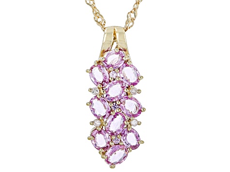Pink Ceylon Sapphire & Diamond Accent 18K Yellow Gold Over Silver Slide 1.96ctw