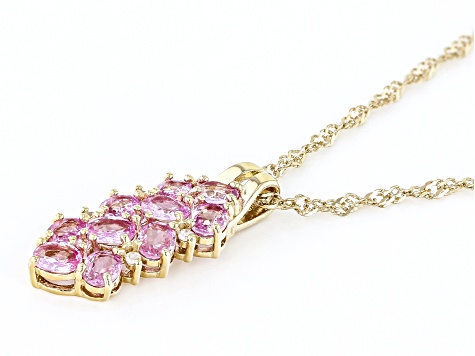 Pink Ceylon Sapphire & Diamond Accent 18K Yellow  Gold Over Silver Slide 1.96ctw