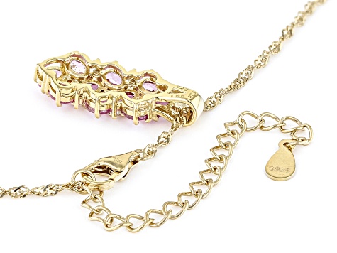 Pink Ceylon Sapphire & Diamond Accent 18K Yellow Gold Over Silver Slide 1.96ctw