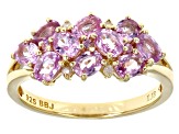 Pink Ceylon Sapphire & Diamond Accent 18K Yellow Gold Over Silver Ring 1.96ctw