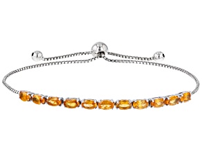 Mandarin Garnet Rhodium Over Silver Bolo Bracelet 
3.31ctw