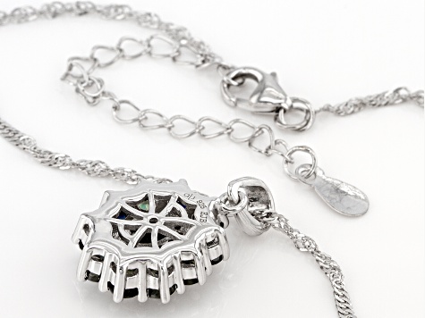 Ocean Sapphire™ & White Diamond Accent Rhodium Over Silver Pendant With 18" Chain 1.76ctw