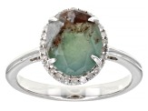 Aquaprase® & Diamond Rhodium Over Sterling Silver Ring 0.12ctw