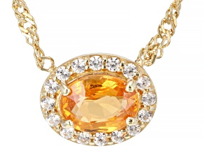 Mandarin Garnet With White Zircon 18k Yellow Gold Over Sterling Silver Necklace 0.92ctw