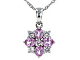 Pink Ceylon Sapphire With White Zircon Rhodium Over 10k White Gold Pendant
