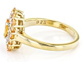 Namibian Mandarin Garnet With White Diamond 18k Gold Over Silver Ring 1.17ctw