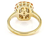 Namibian Mandarin Garnet With White Diamond 18k Gold Over Silver Ring 1.17ctw