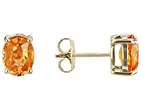 Orange Mandarin Garnet 10k Yellow Gold Stud Earrings 2.55ctw