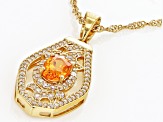 Namibian Mandarin Garnet & White Zircon 18k Yellow Gold Over Silver Pendant With Chain 1.47ctw