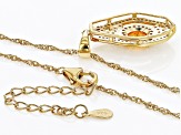 Namibian Mandarin Garnet & White Zircon 18k Yellow Gold Over Silver Pendant With Chain 1.47ctw