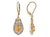 Namibian Mandarin Garnet & White Zircon 18k Yellow Gold Over Silver Earrings 2.18ctw