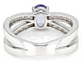 Ocean Tanzanite® and White Zircon Rhodium Over Silver Ring 1.25ctw